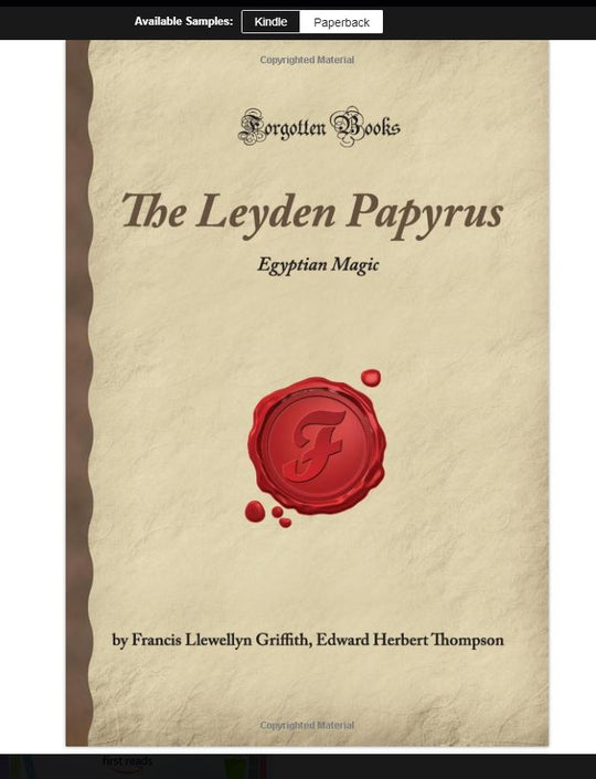 The Leyden Papyrus: Egyptian Magic